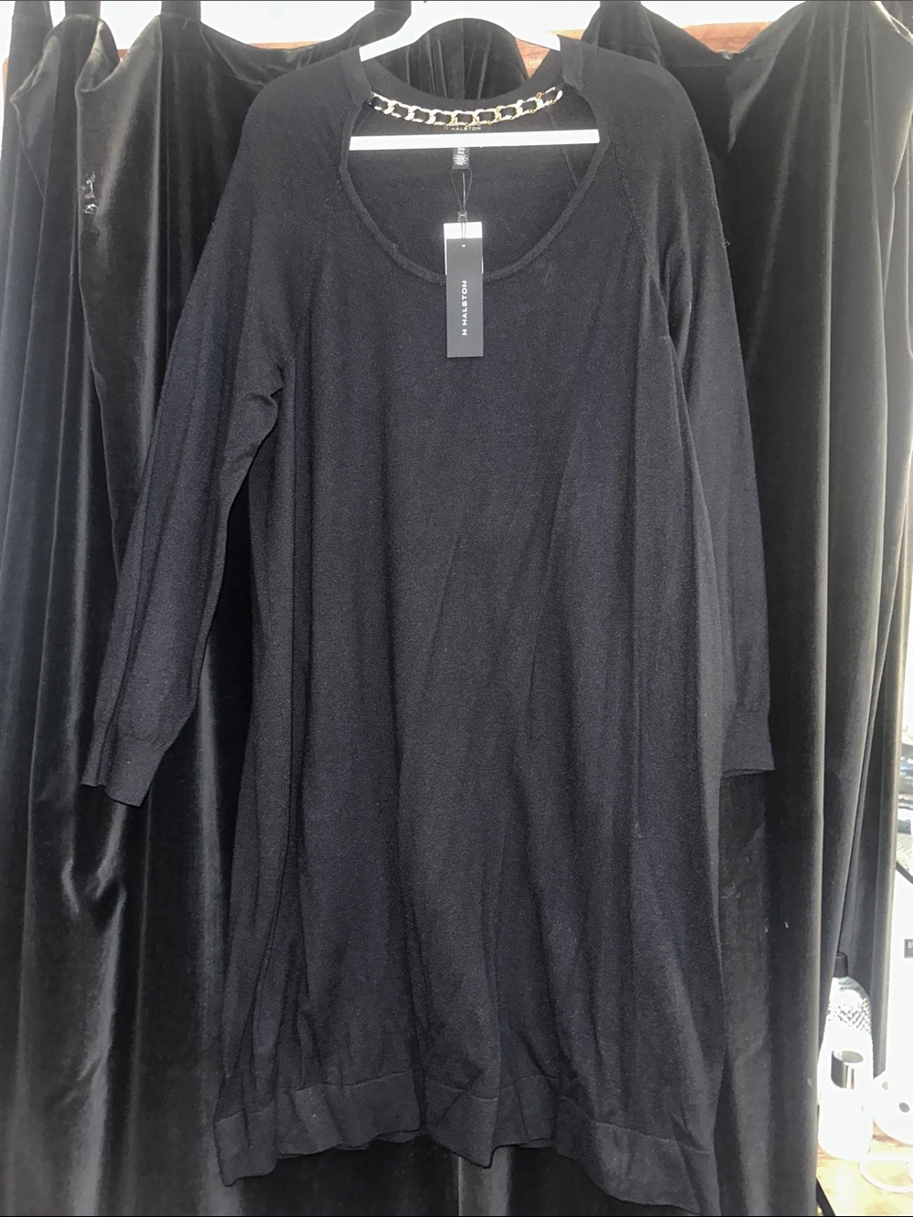 H by Halston Black Scoop Neck Long Sleeve Knit Tunic